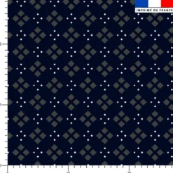 Petite fleur géométrique et carré gris - Fond bleu nuit
