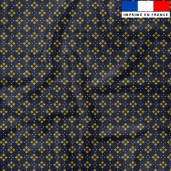 Petite fleur géométrique et carré ocre - Fond bleu nuit