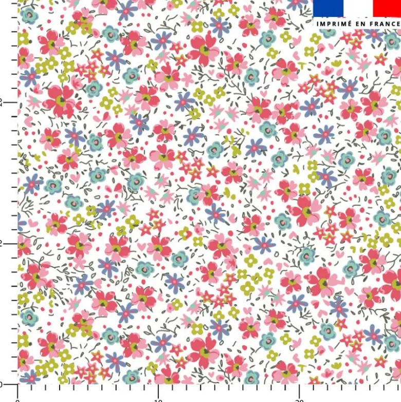 Petites fleurs printanières multicolores - Fond blanc