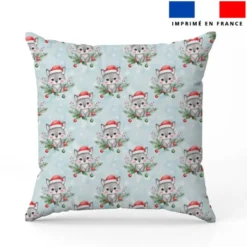 Petit loup de noël - Fond bleu pastel