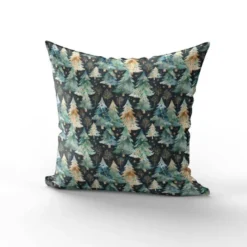 Petit sapin aquarelle bleu et vert - Fond bleu nuit