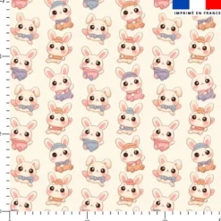 Petits lapins mignons - Fond écru
