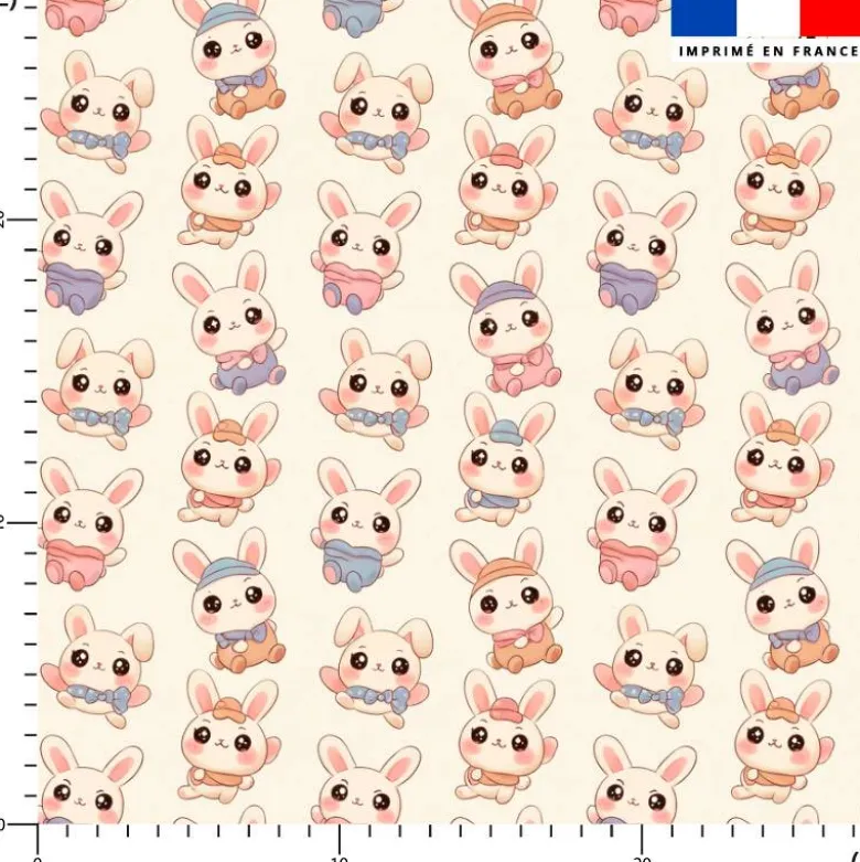 Petits lapins mignons - Fond écru