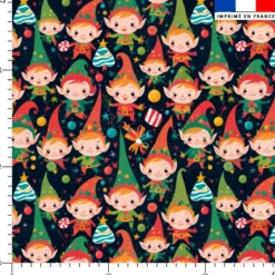 Petits lutins de Noël rigolos - Fond bleu nuit