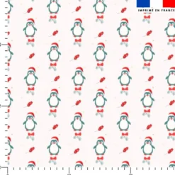 Pingouin bonnet de noel- Fond crème