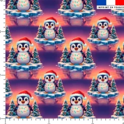 Pingouin de noël - Fond violet