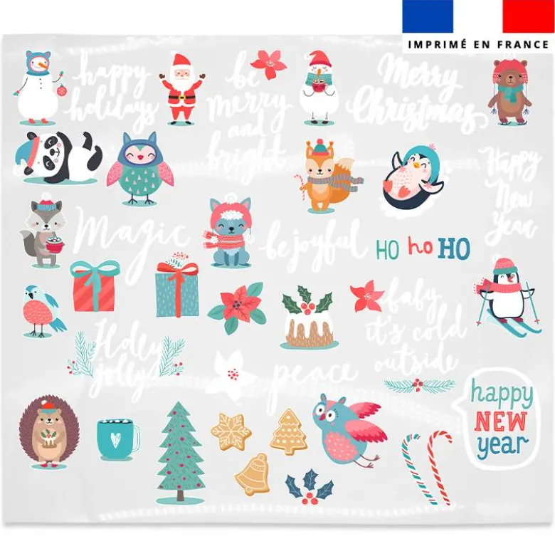 Planche DTF de transfert textile motif Animaux de Noël