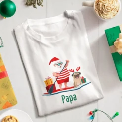 Planche DTF de transfert textile personnalisée - Père Noël en vacances