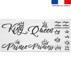 Planche DTF De Transfert Textile Personnalisée - Queen king princess & prince