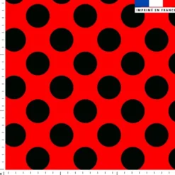 Pois noir - Fond rouge