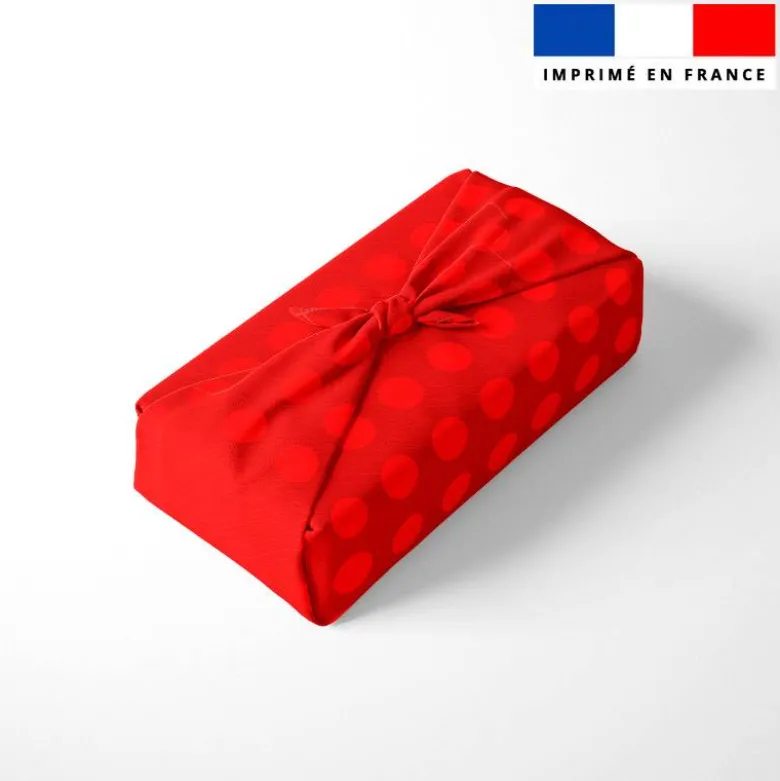 Pois rouge orangé - Fond rouge