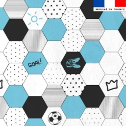 Polaire blanche motif ballon et football