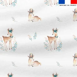 Polaire blanche motif biche bohème