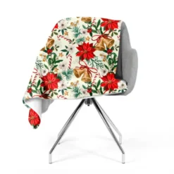 Polaire blanche motif fleur poinsettia de Noël