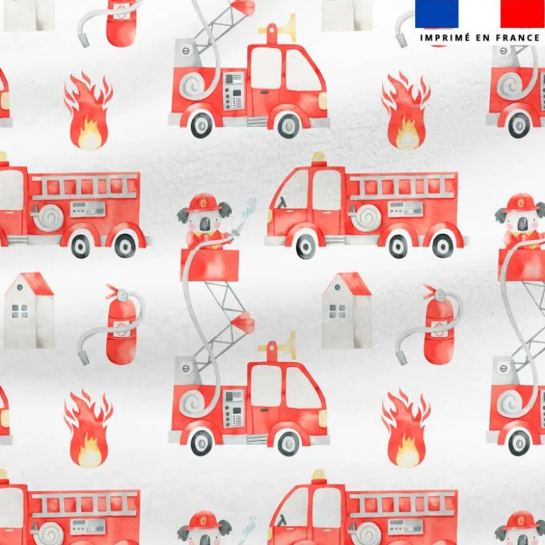 Polaire blanche motif koala sapeur pompier