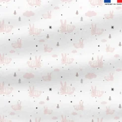 Polaire blanche motif lapin rose