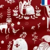 Polaire bordeaux motif animaux folk