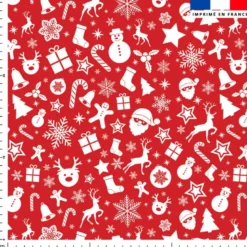 Père noel et flocons de neige - Fond rouge