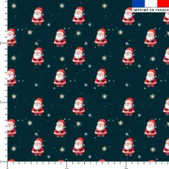 Père noel et petit flocon - Fond bleu foncé