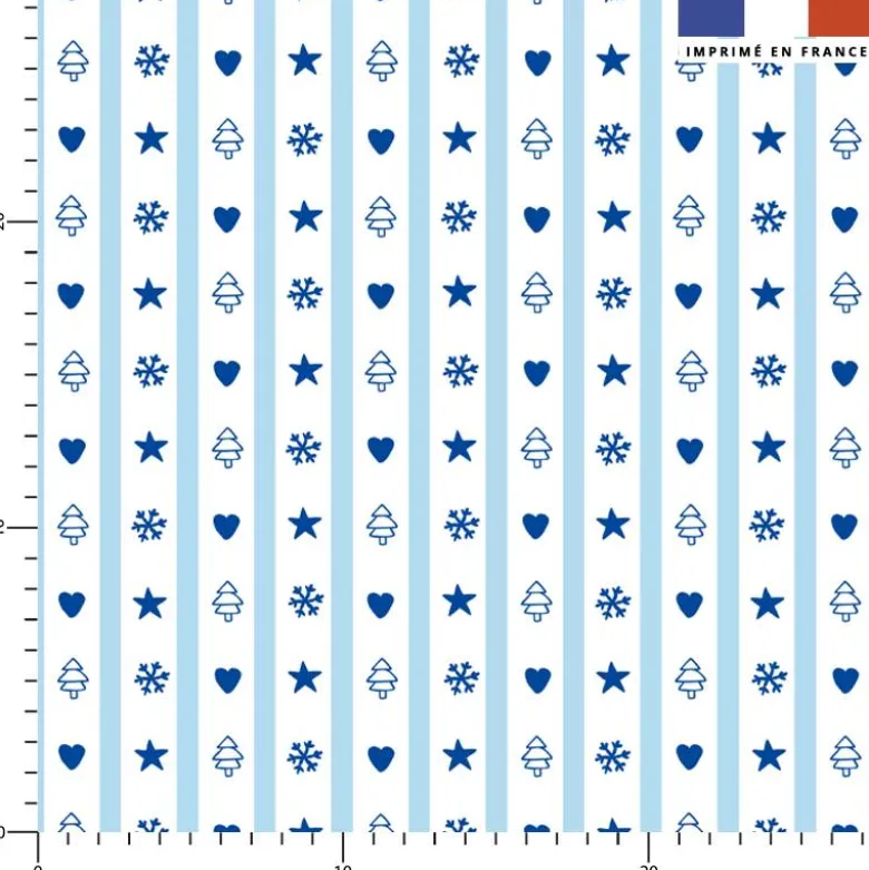 Rayures de Noël bleu layette - Fond blanc - Création Andréa Leonelli