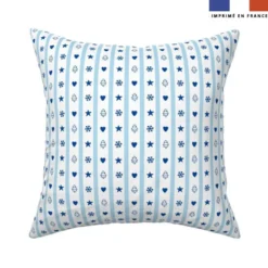 Rayures de Noël bleu layette - Fond blanc - Création Andréa Leonelli