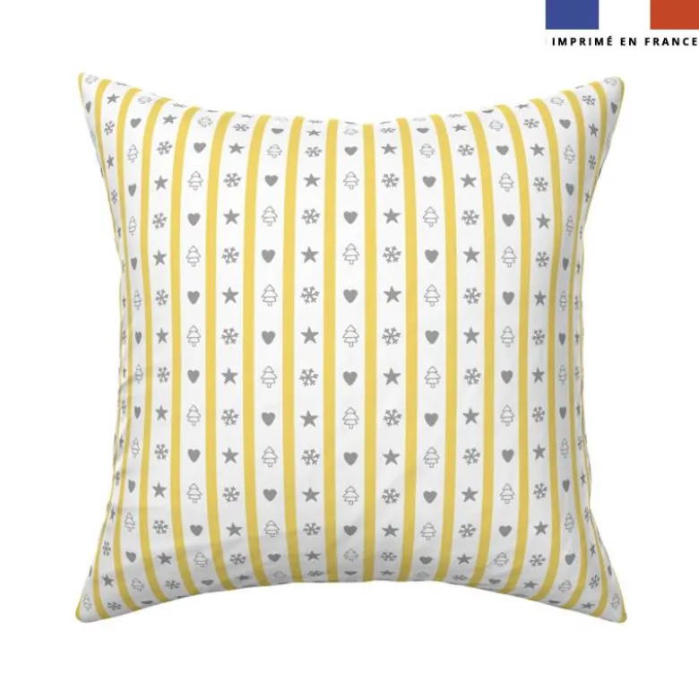 Rayures de Noël jaune layette - Fond blanc - Création Andréa Leonelli