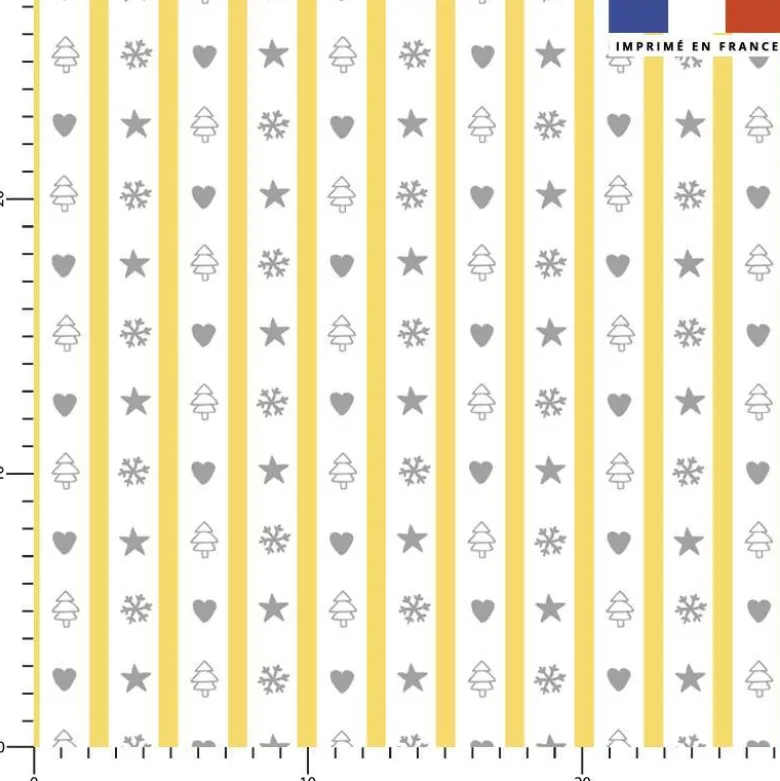 Rayures de Noël jaune layette - Fond blanc - Création Andréa Leonelli