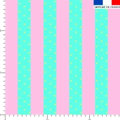 Rayures roses et vertes à pois jaunes