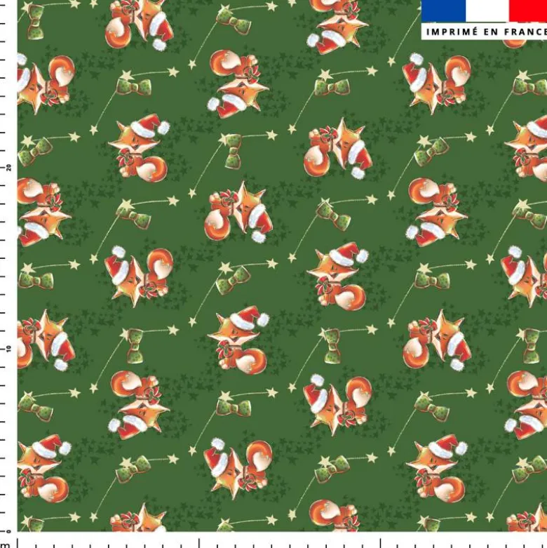 Renard de Noël - Fond vert foncé - Création Stillistic