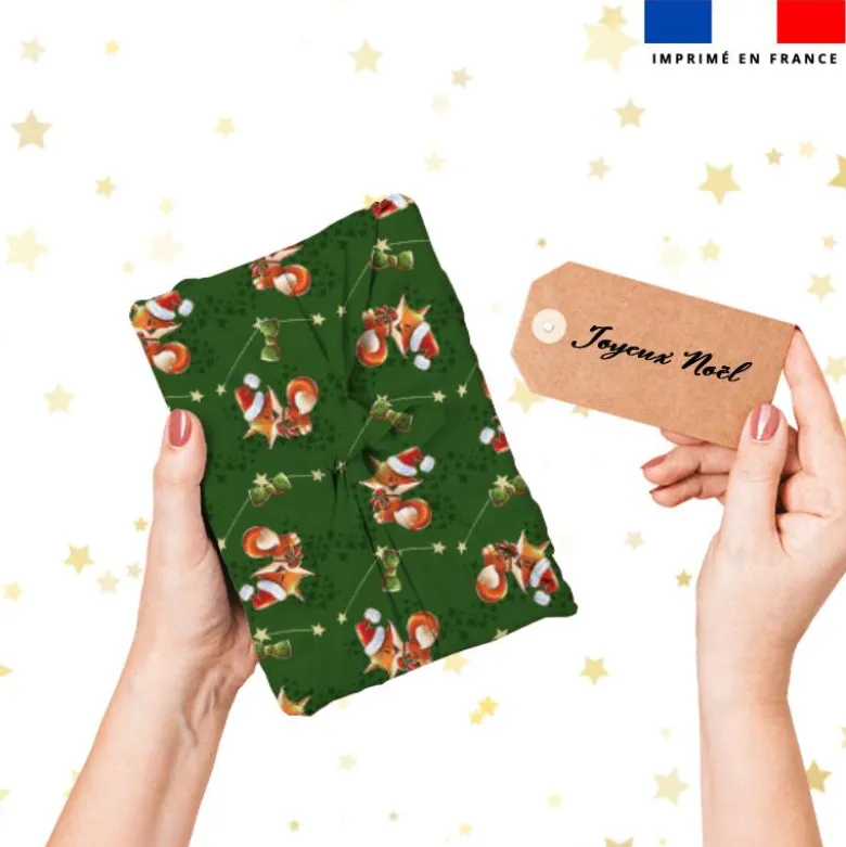 Renard de Noël - Fond vert foncé - Création Stillistic