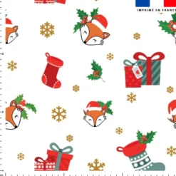 Renard et cadeaux de Noel - Fond blanc