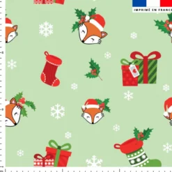 Renard et cadeaux de Noel - Fond vert