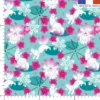 Renards Japonais et fleurs de cerisier - Fond turquoise - Création Andréa Leonelli