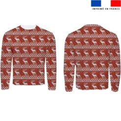 Renne de Noël effet tricoté - Fond rouge
