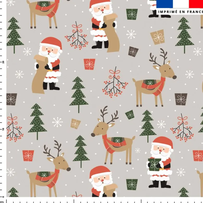 Rennes et papa noel - Fond grège