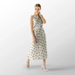 Rose et fleur bleue - Fond jaune clair
