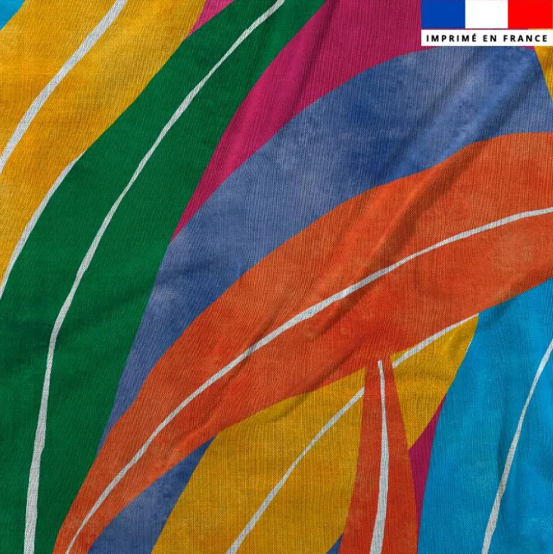 Résille recyclée motif feuilles multicolores