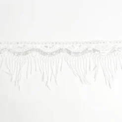 Ruban dentelle guipure et paillette blanche