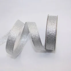 Ruban fantaisie en bobine argenté 13 mm
