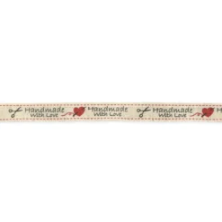 Ruban 15mm lin et coton handmade with love