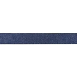 Ruban satin double face bleu foncé lurex argenté 25mm