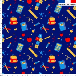 Sac et fournitures d'école - Fond bleu foncé