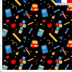 Sac et fournitures d'école - Fond noir