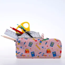 Sac et fournitures d'école - Fond rose