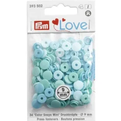 Sachet de 36 boutons-pression ronds Prym Color snaps bleu turquoise/vert clair/turquoise