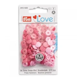 Sachet de 36 boutons-pression ronds Prym Color snaps rose/rose bonbon/rose clair
