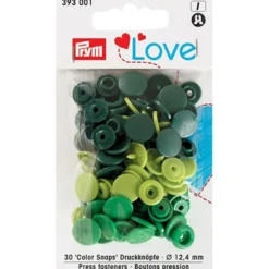 Sachet de 30 boutons-pression ronds Prym Color snaps vert/pomme/sapin