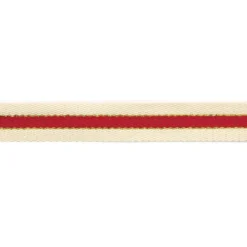 Sangle 3 bandes fil métal or écru et rouge