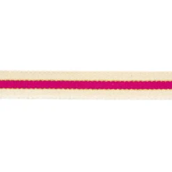 Sangle 3 bandes fil métal or écru et fuchsia