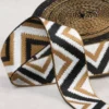 Sangle ethnique chevrons 38 mm blanc et ocre